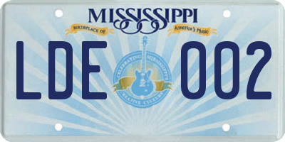 MS license plate LDE002