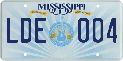MS license plate LDE004