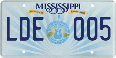 MS license plate LDE005