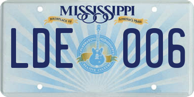 MS license plate LDE006