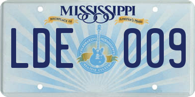MS license plate LDE009