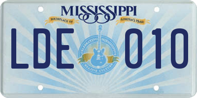 MS license plate LDE010