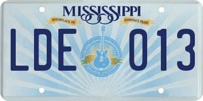 MS license plate LDE013
