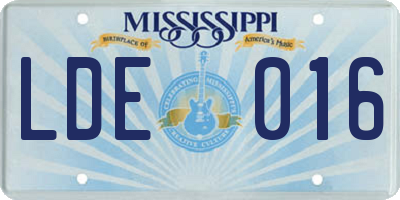 MS license plate LDE016