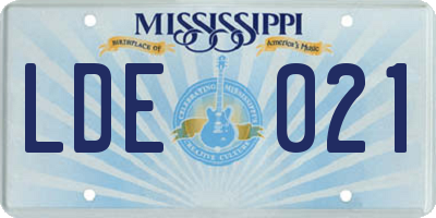 MS license plate LDE021