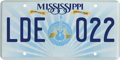 MS license plate LDE022