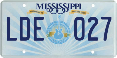 MS license plate LDE027