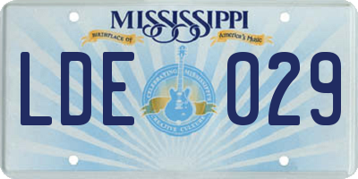MS license plate LDE029