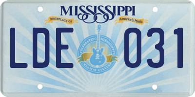 MS license plate LDE031