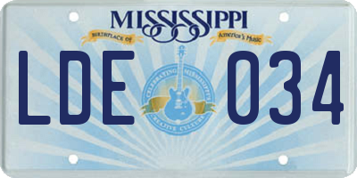 MS license plate LDE034