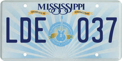 MS license plate LDE037