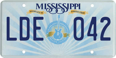 MS license plate LDE042