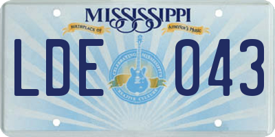 MS license plate LDE043