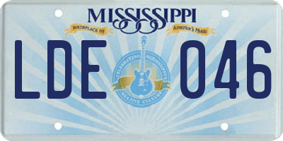 MS license plate LDE046