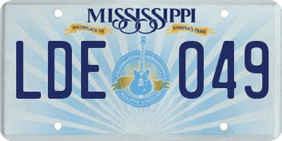 MS license plate LDE049
