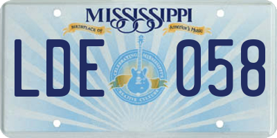 MS license plate LDE058