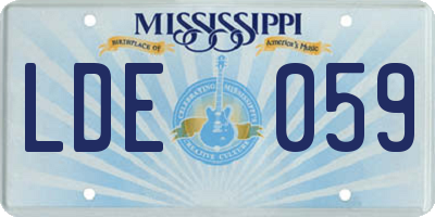 MS license plate LDE059