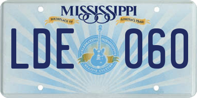 MS license plate LDE060