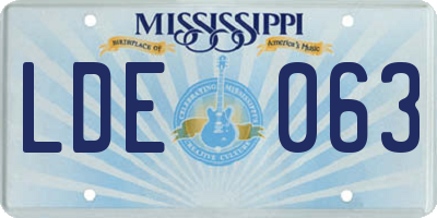 MS license plate LDE063