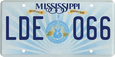 MS license plate LDE066