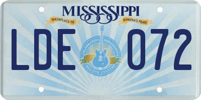 MS license plate LDE072