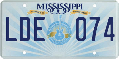 MS license plate LDE074
