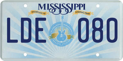 MS license plate LDE080