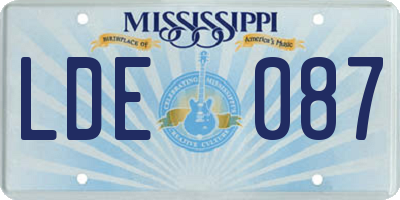 MS license plate LDE087