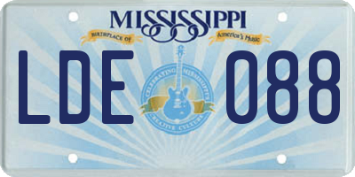 MS license plate LDE088