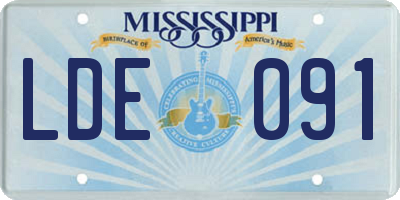 MS license plate LDE091