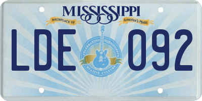 MS license plate LDE092