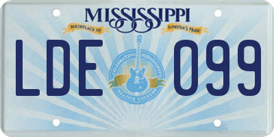 MS license plate LDE099