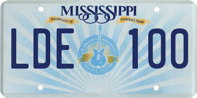 MS license plate LDE100