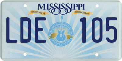 MS license plate LDE105