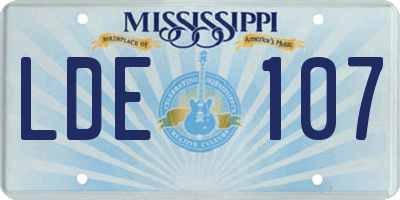 MS license plate LDE107