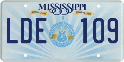 MS license plate LDE109