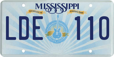 MS license plate LDE110