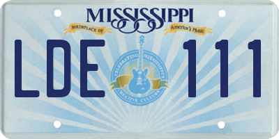 MS license plate LDE111