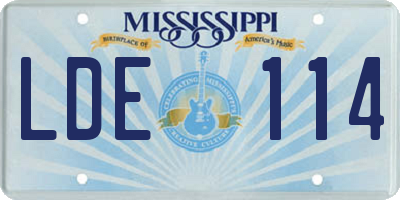MS license plate LDE114