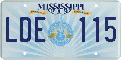 MS license plate LDE115