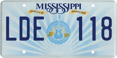 MS license plate LDE118
