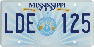 MS license plate LDE125