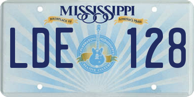 MS license plate LDE128