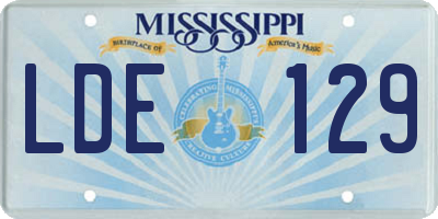 MS license plate LDE129