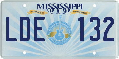 MS license plate LDE132