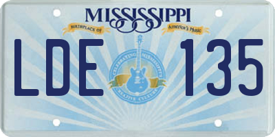 MS license plate LDE135