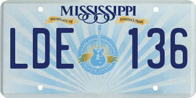 MS license plate LDE136