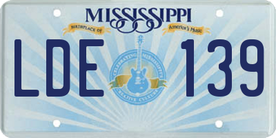 MS license plate LDE139