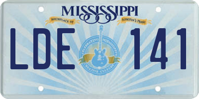 MS license plate LDE141