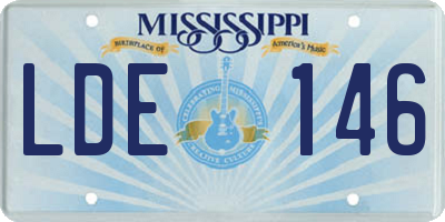 MS license plate LDE146